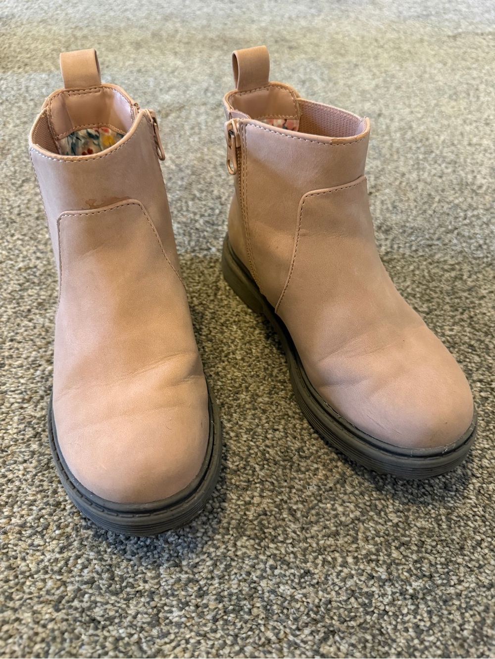 Girl’s Dusty Pink Ankle Boots - Casual Zip-Up Style